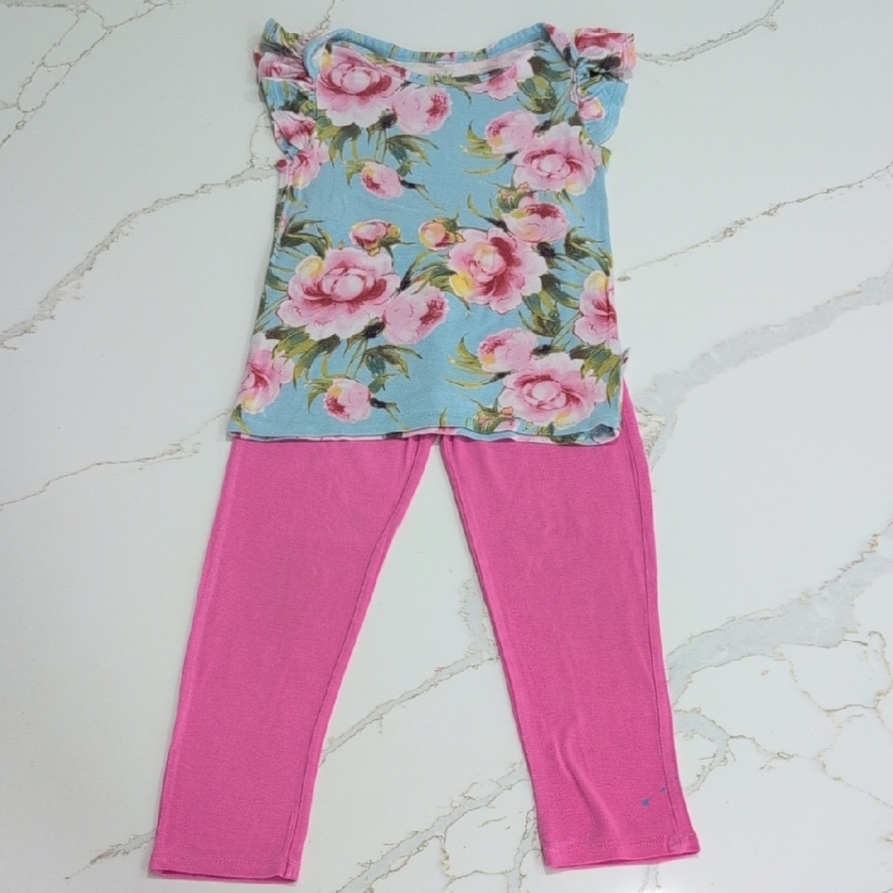Posh Peanut Floral Pajama Set - Blue and Pink - Picture 11 of 12